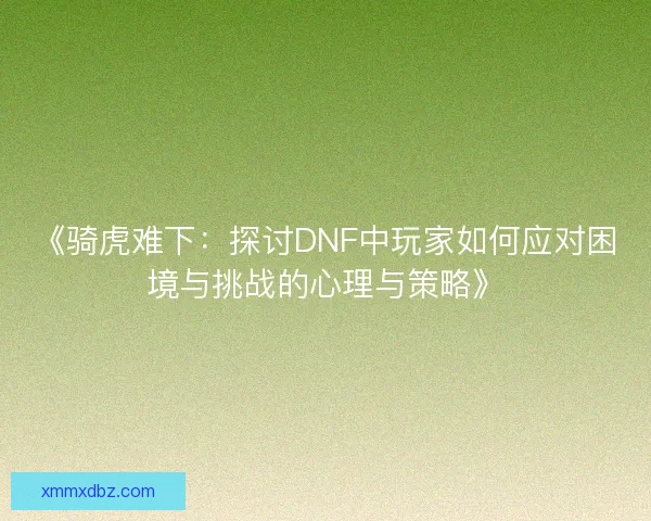 《骑虎难下：探讨DNF中玩家如何应对困境与挑战的心理与策略》